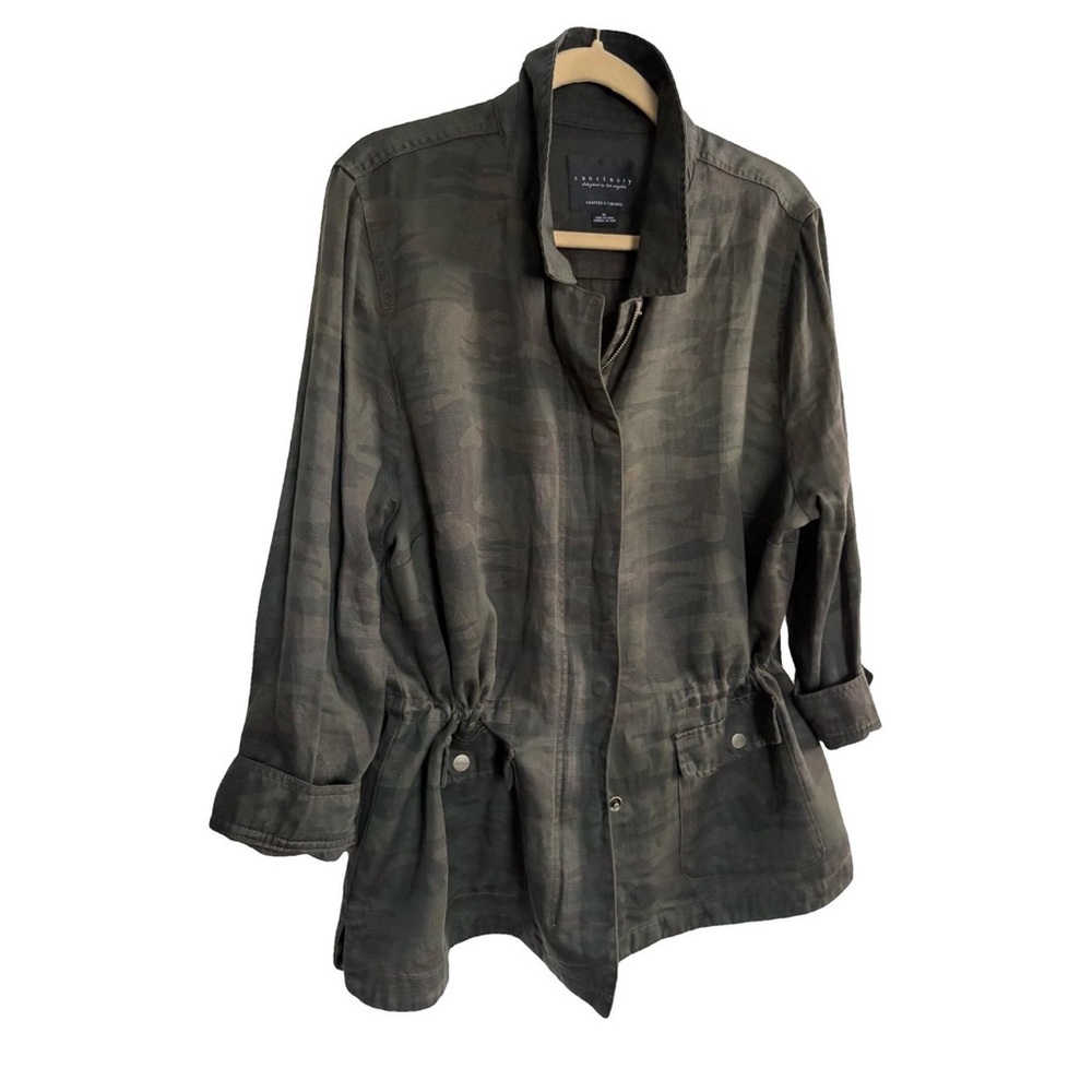 Sanctuary Linen Blend Olive Utility Jacket